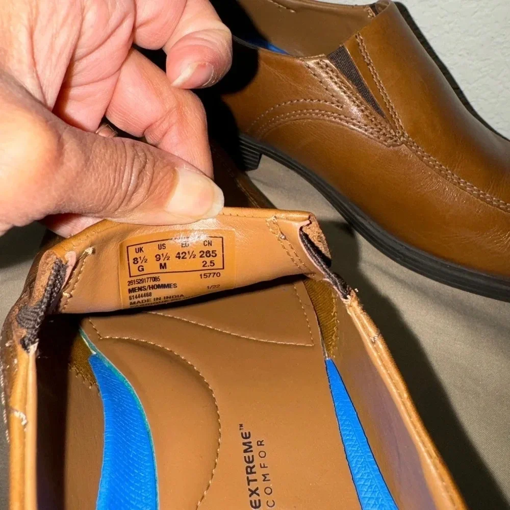 CLARKS Men’s Whiddon Step Dark Tan Leather Slip-on Loafer 9.5M